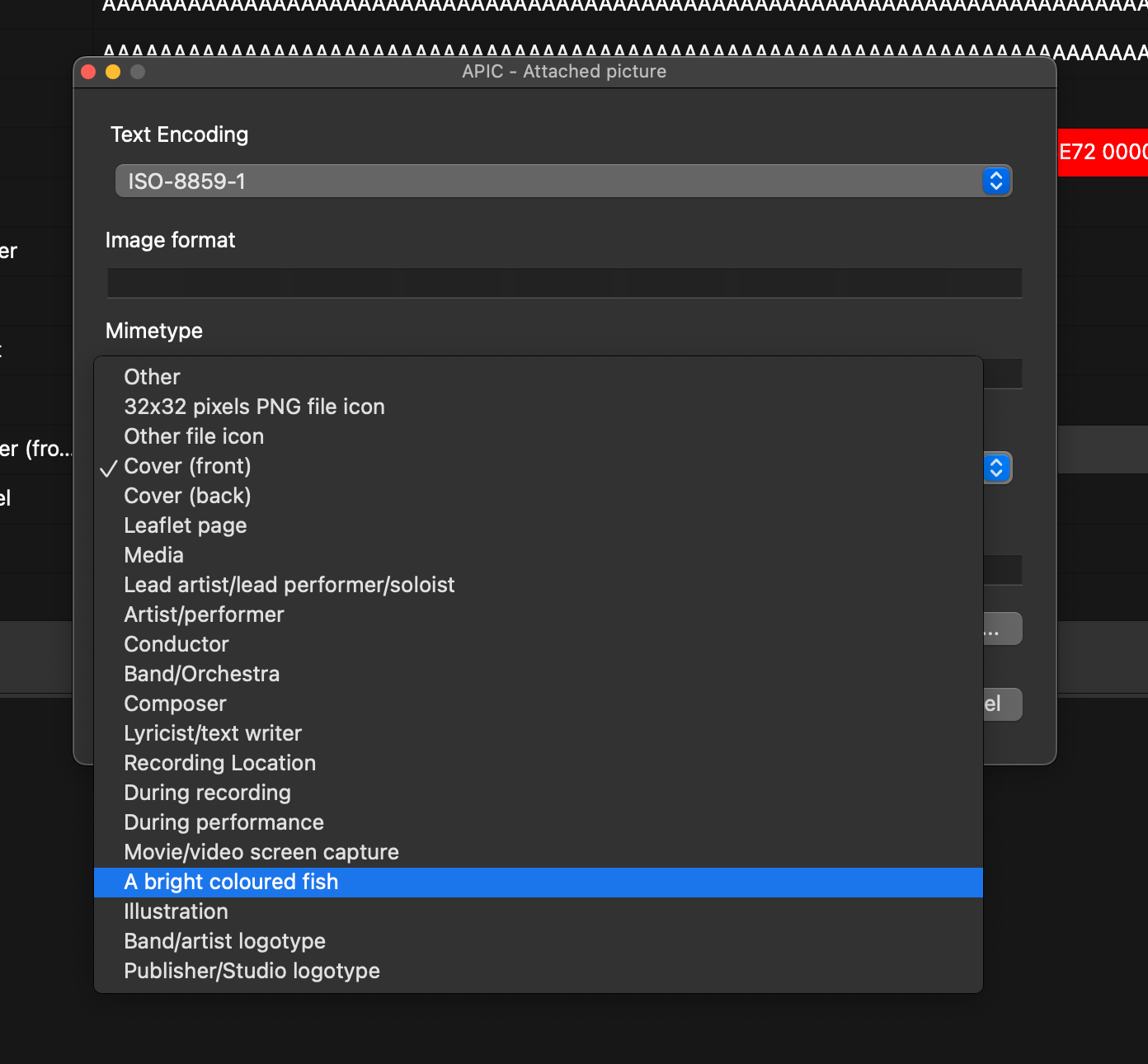 Kid3 screenshot featuring the bright coloured fish option